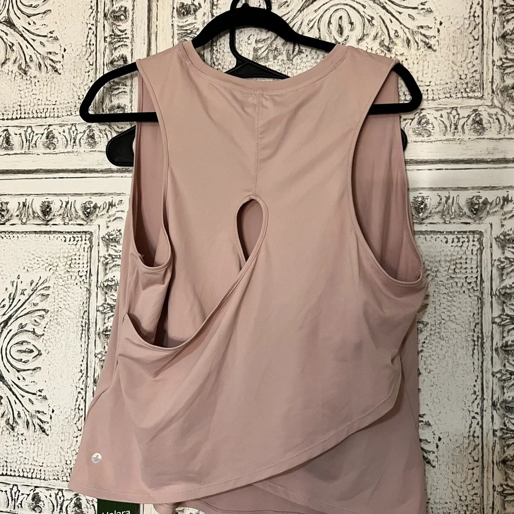Halara Sleeveless Pink Workout Tank Top with Twist-Back Detail NWT size XL - Picture 3 of 6